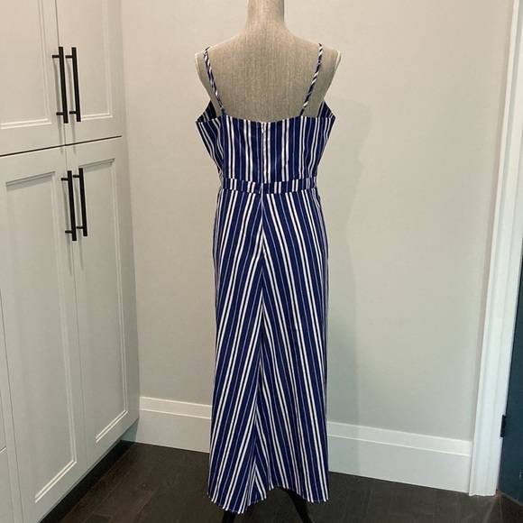 NAVY Blue and White Striped Maxi Romper with Cut-Out Sz Large - Picture 9 of 17